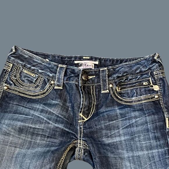 ReRock for Express Medium Wash Barely Boot Jeans Size 27x32 #154 - Picture 2 of 5